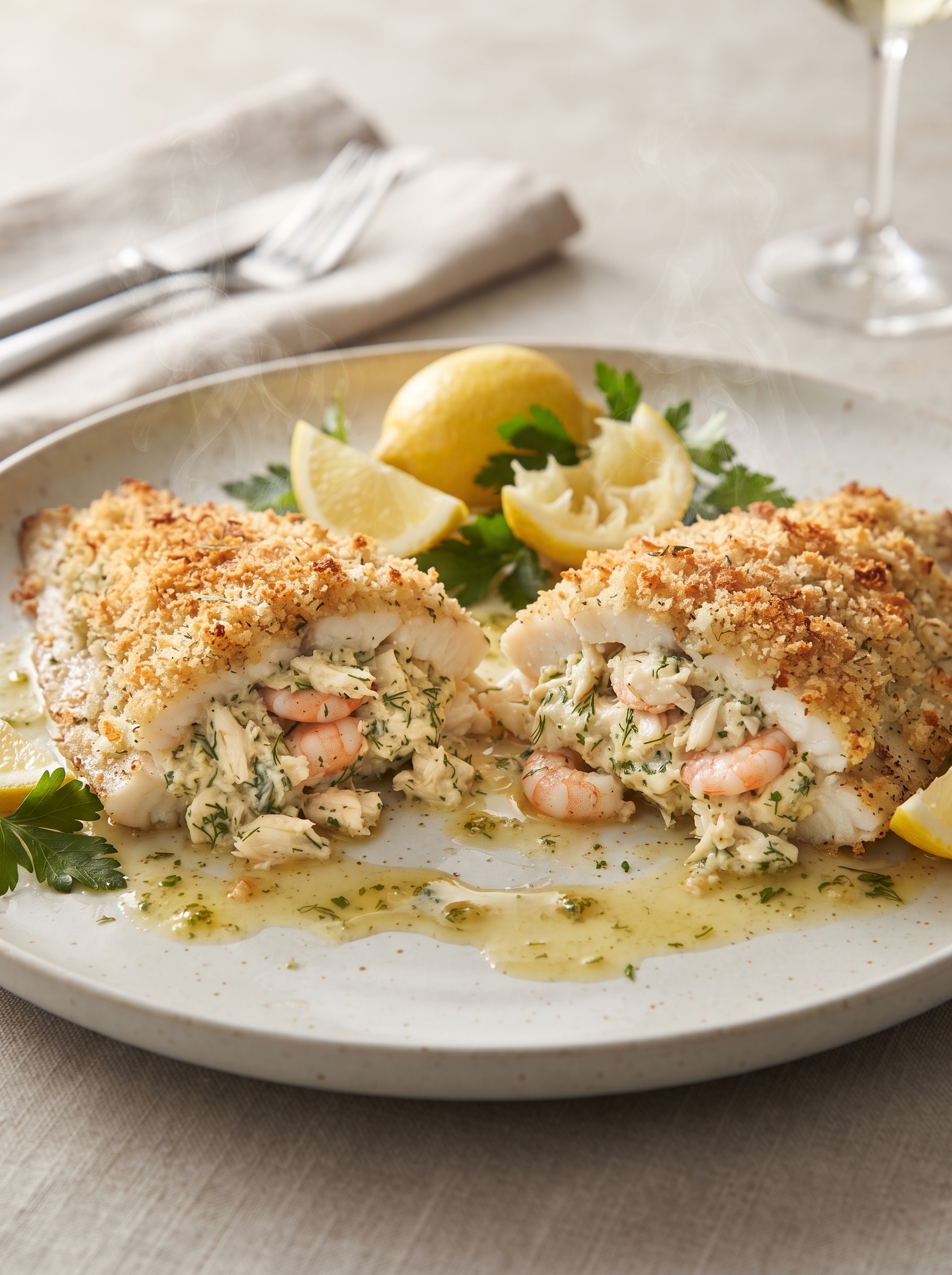 Shrimp & Crab Stuffed Flounder
