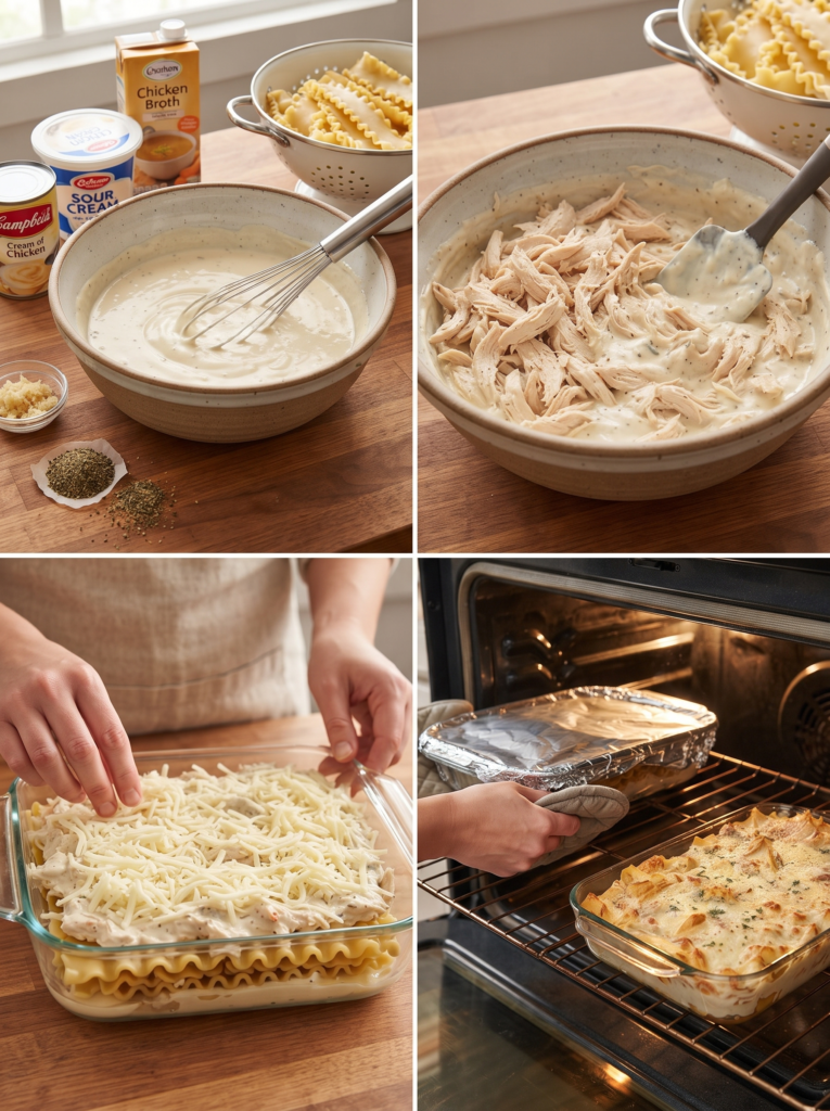 Chicken Spaghetti Lasagna Bake