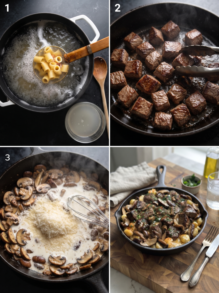 Creamy Steak Mushroom Pasta