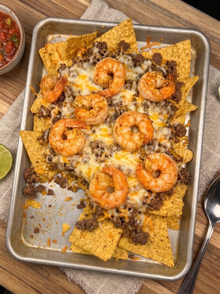Loaded Shrimp & Beef Nachos