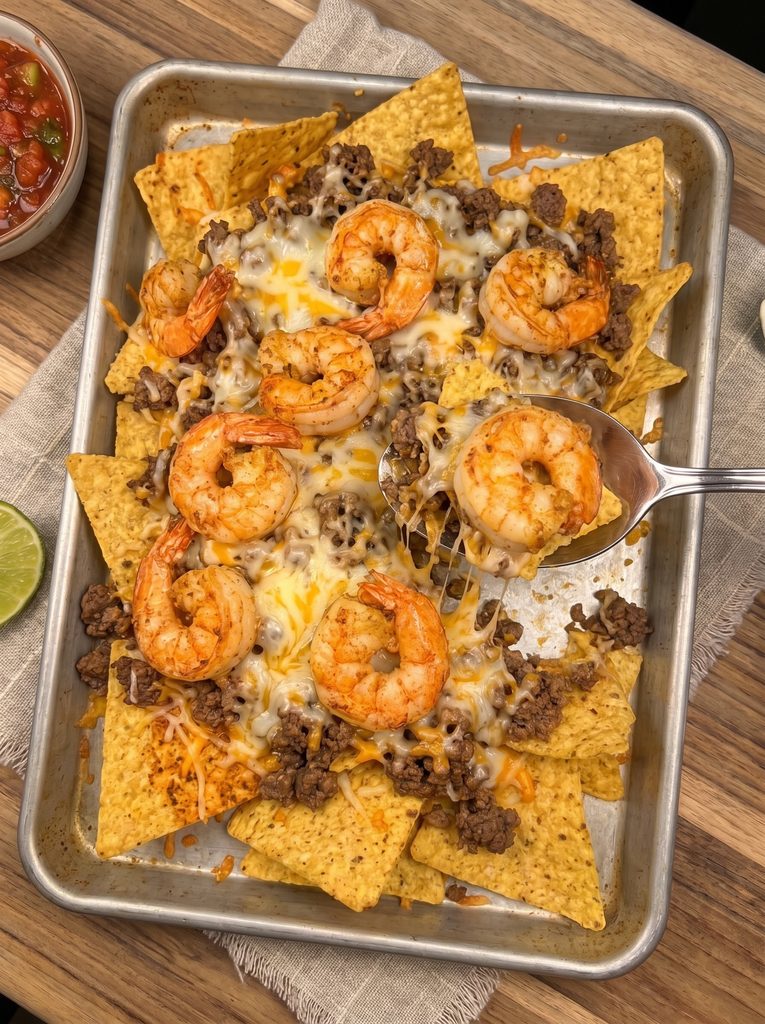 Loaded Shrimp & Beef Nachos