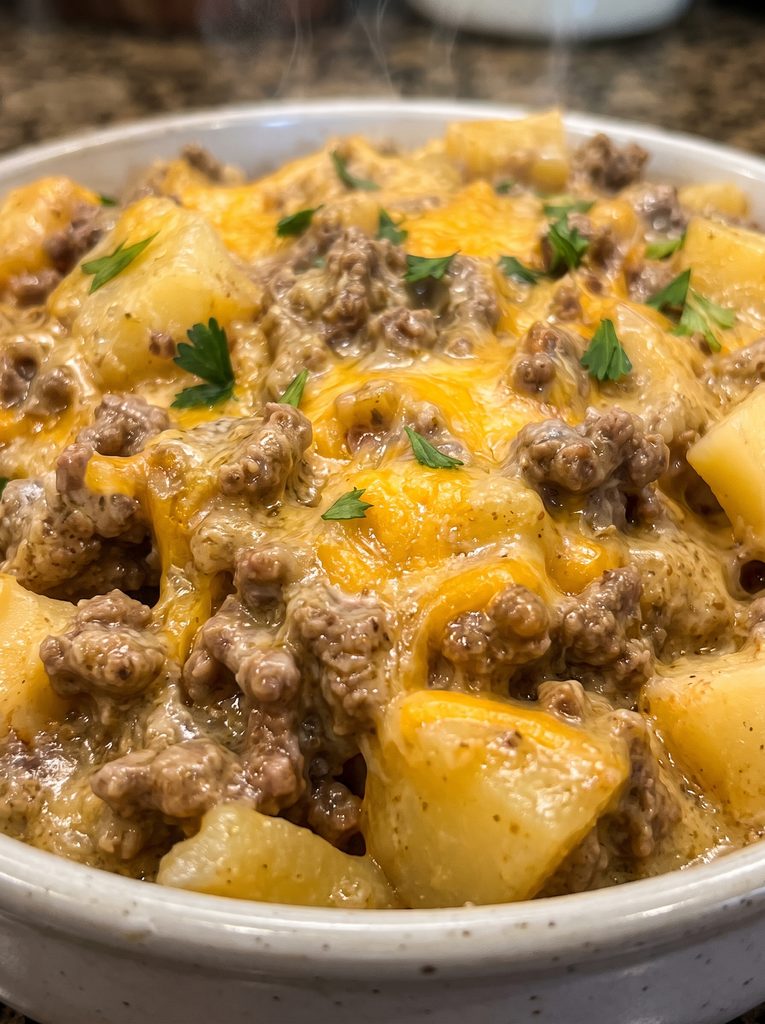 Crockpot Creamy Beef and Potato Taco Bowls