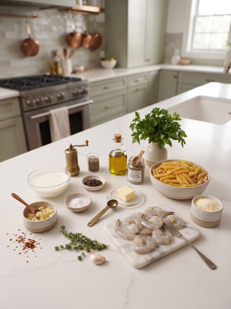 Creamy Garlic Shrimp & Penne
