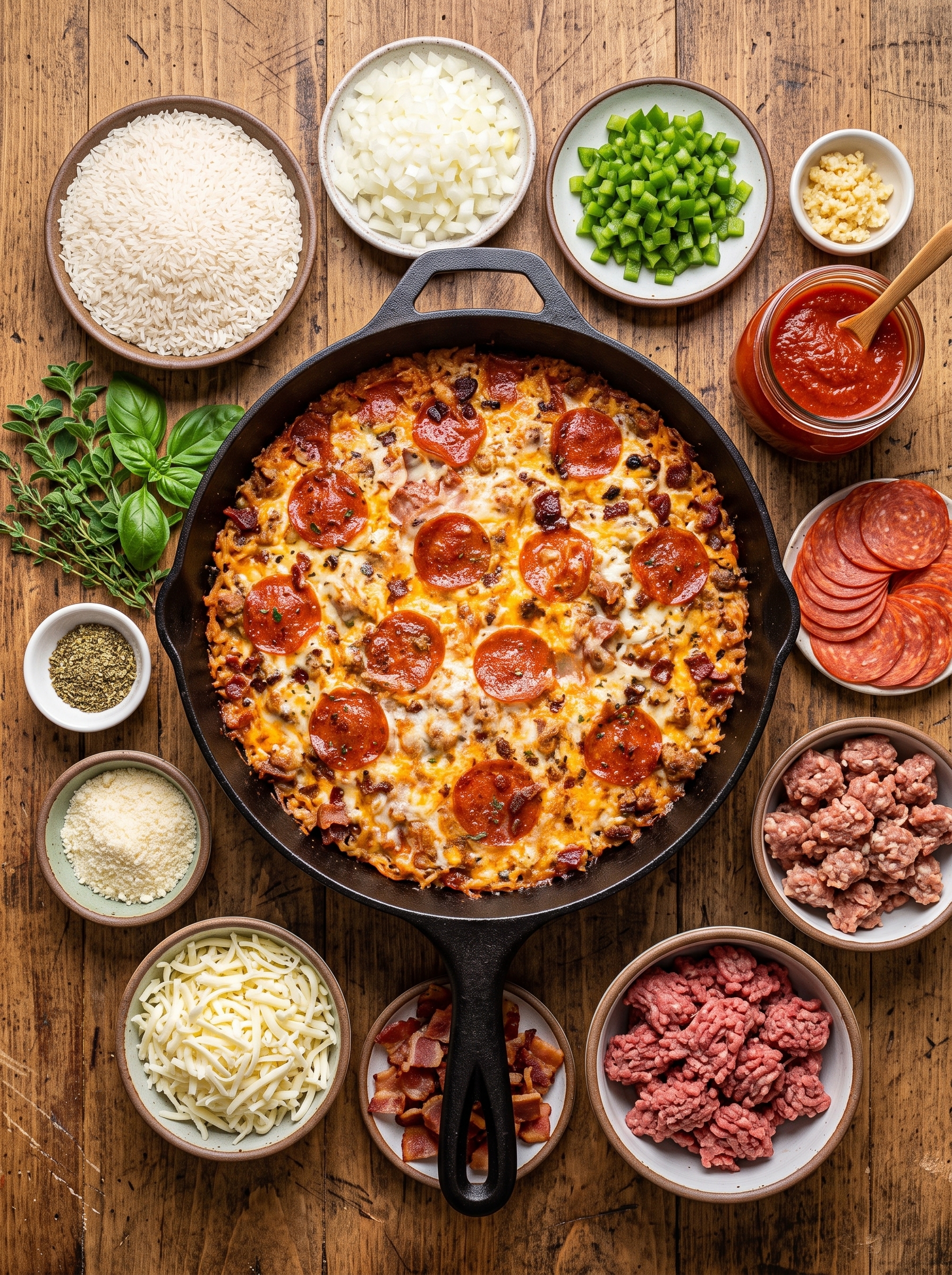 Meat Lovers Pizza Rice Skillet
