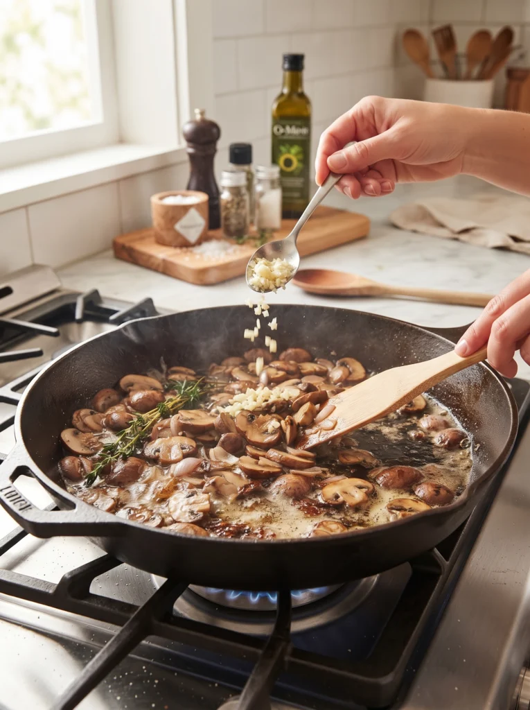 Creamy Garlic Salmon with Spinach & Mushrooms