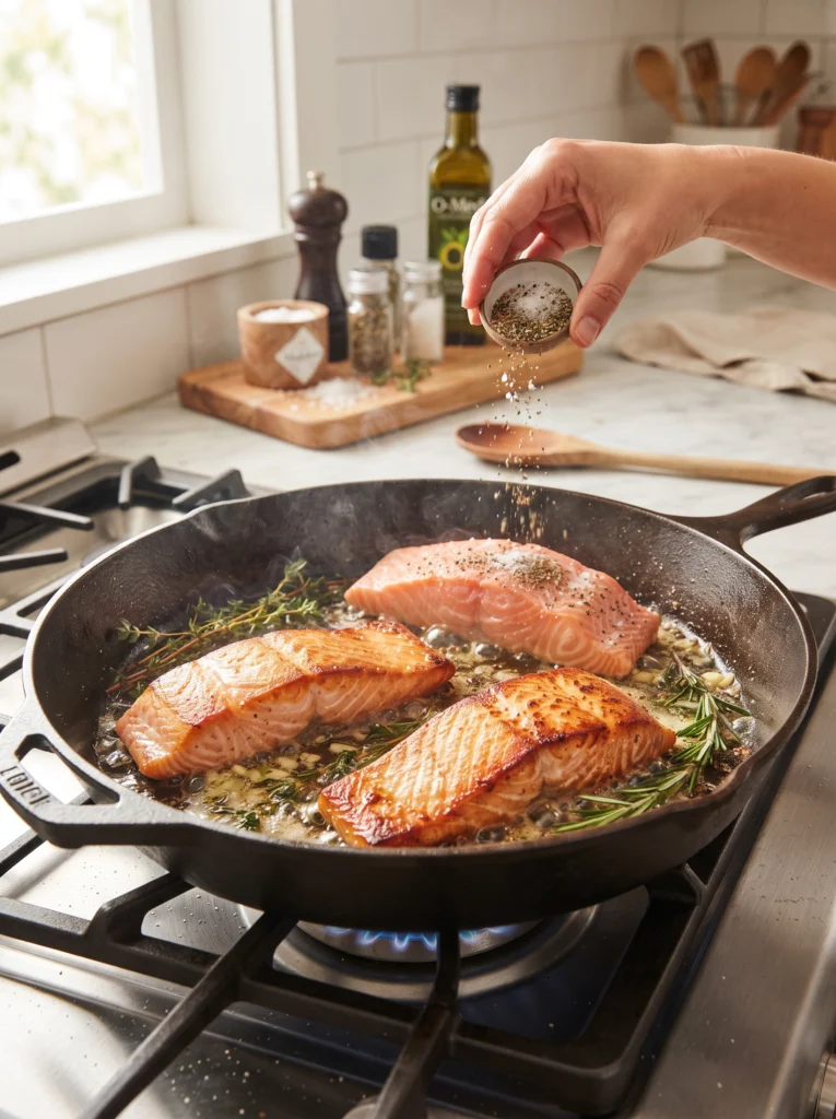 Creamy Garlic Salmon with Spinach & Mushrooms
