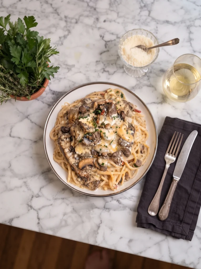 Steak Alfredo Spaghetti