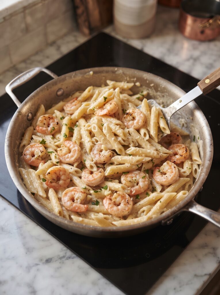 Creamy Garlic Shrimp & Penne