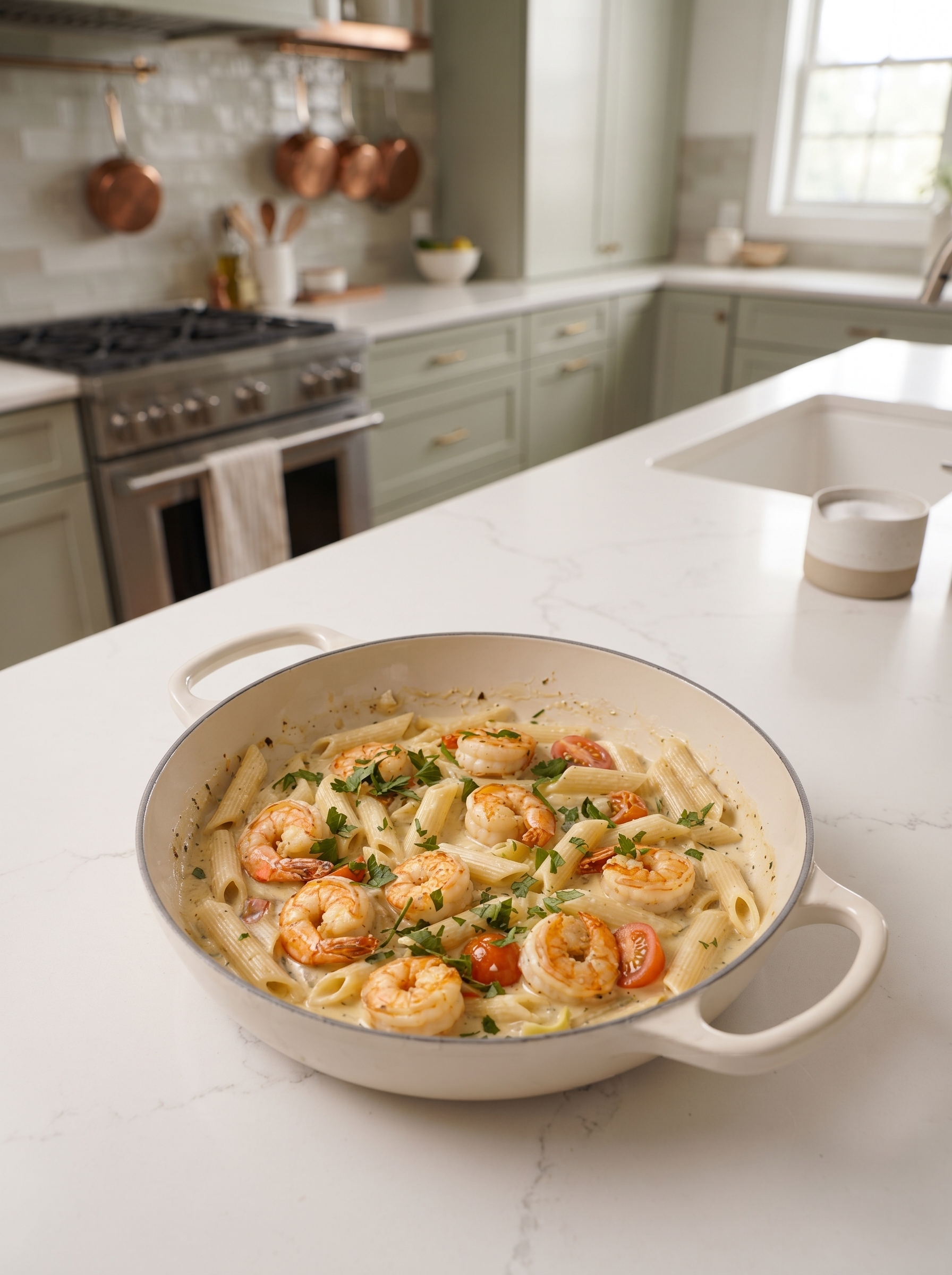 Creamy Garlic Shrimp & Penne