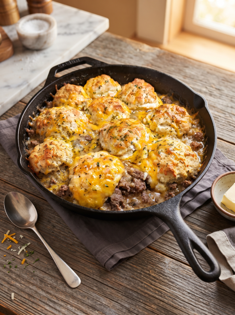 Cheddar Bay Hamburger Casserole