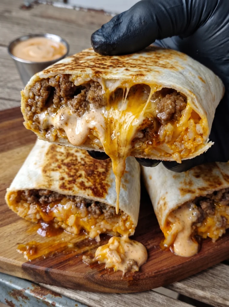 Grilled Cheese Beef Burrito