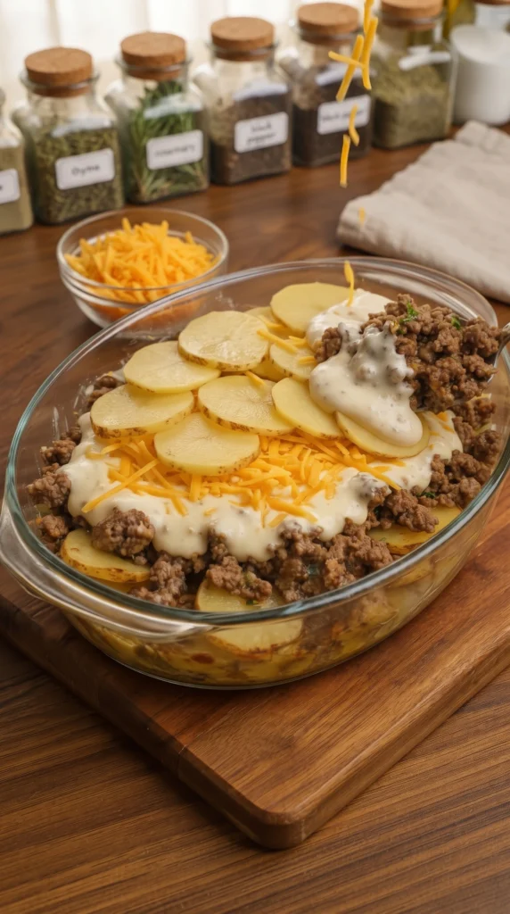 Cheesy Potato & Beef Casserole