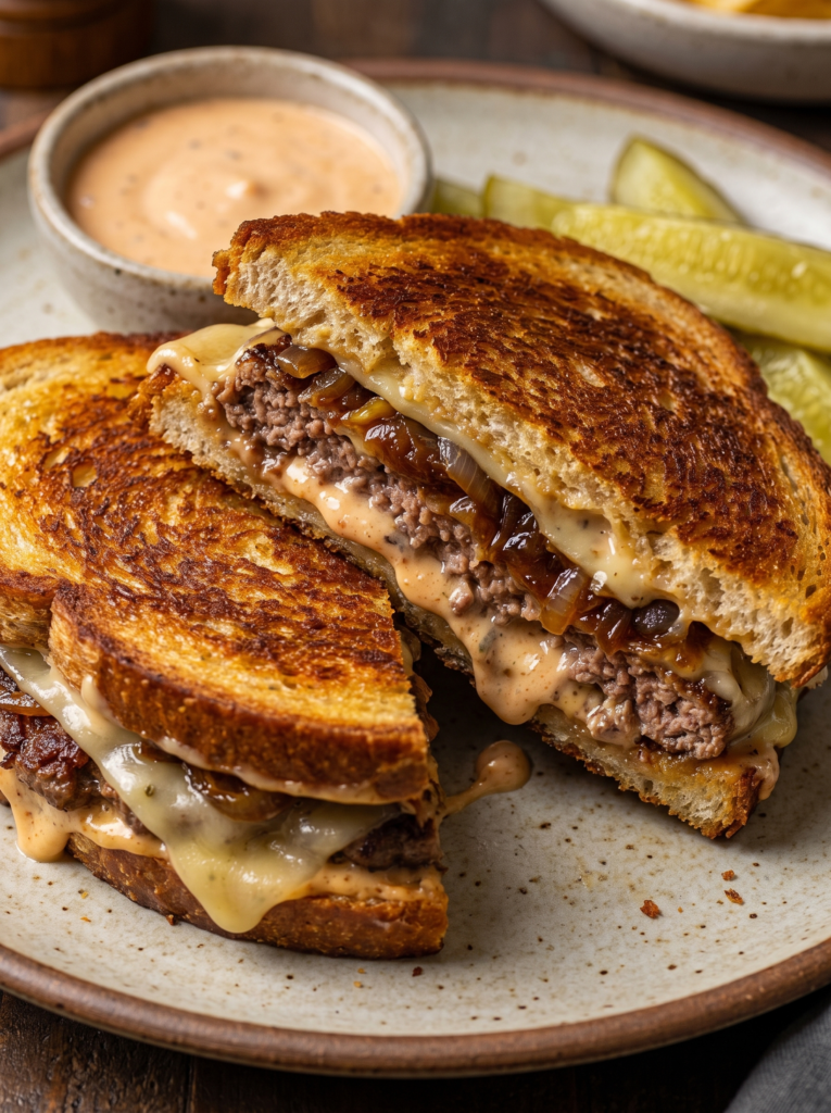 Smashing Patty Melts with Signature Sauce