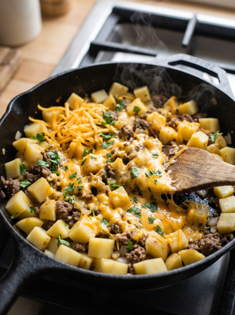 Ground Beef and Potatoes Skillet