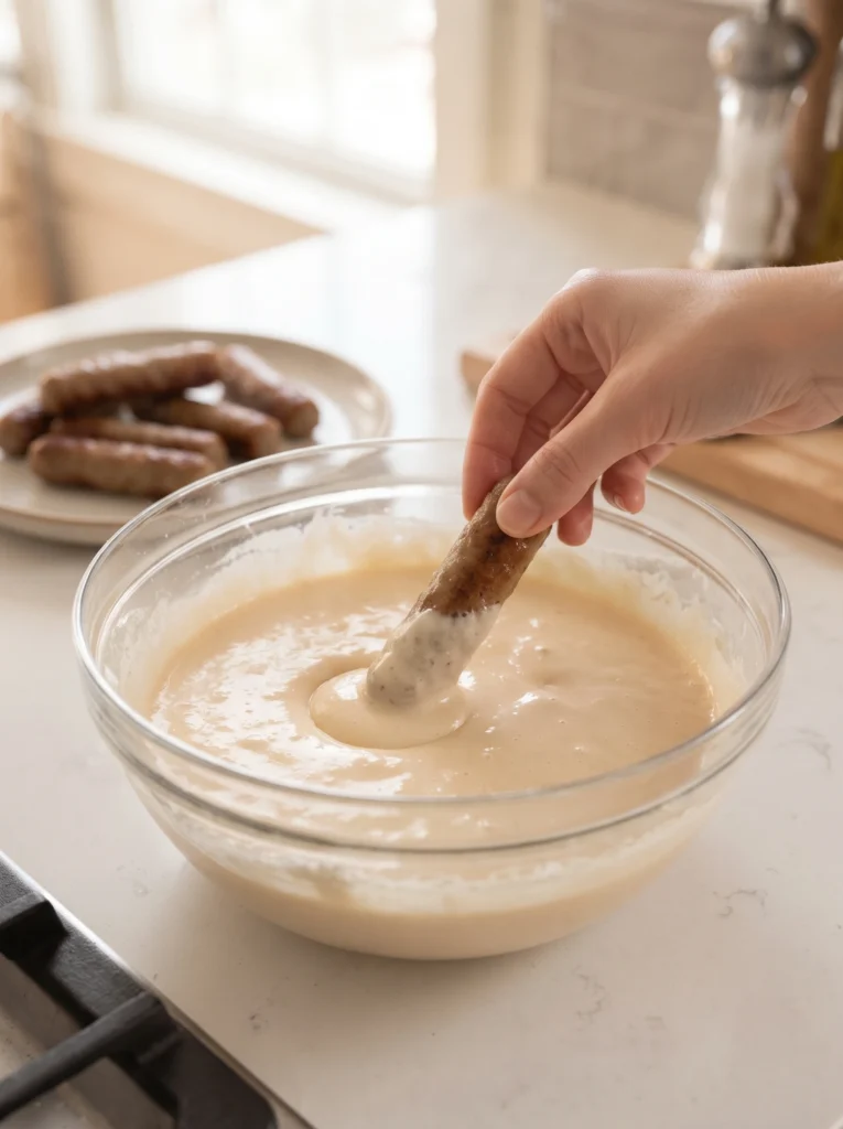 Sausage Dipped Pancakes