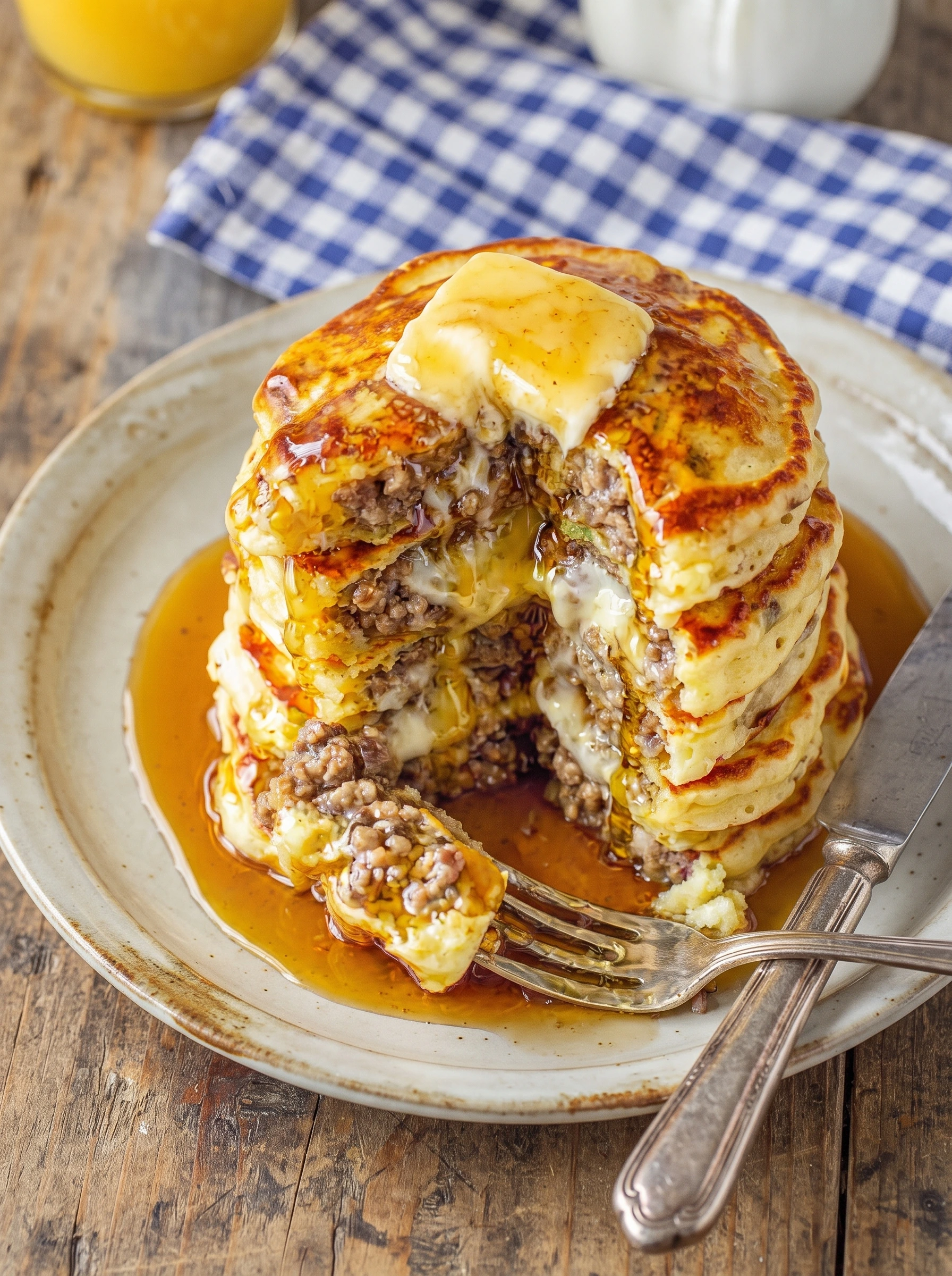 Sausage Dipped Pancakes